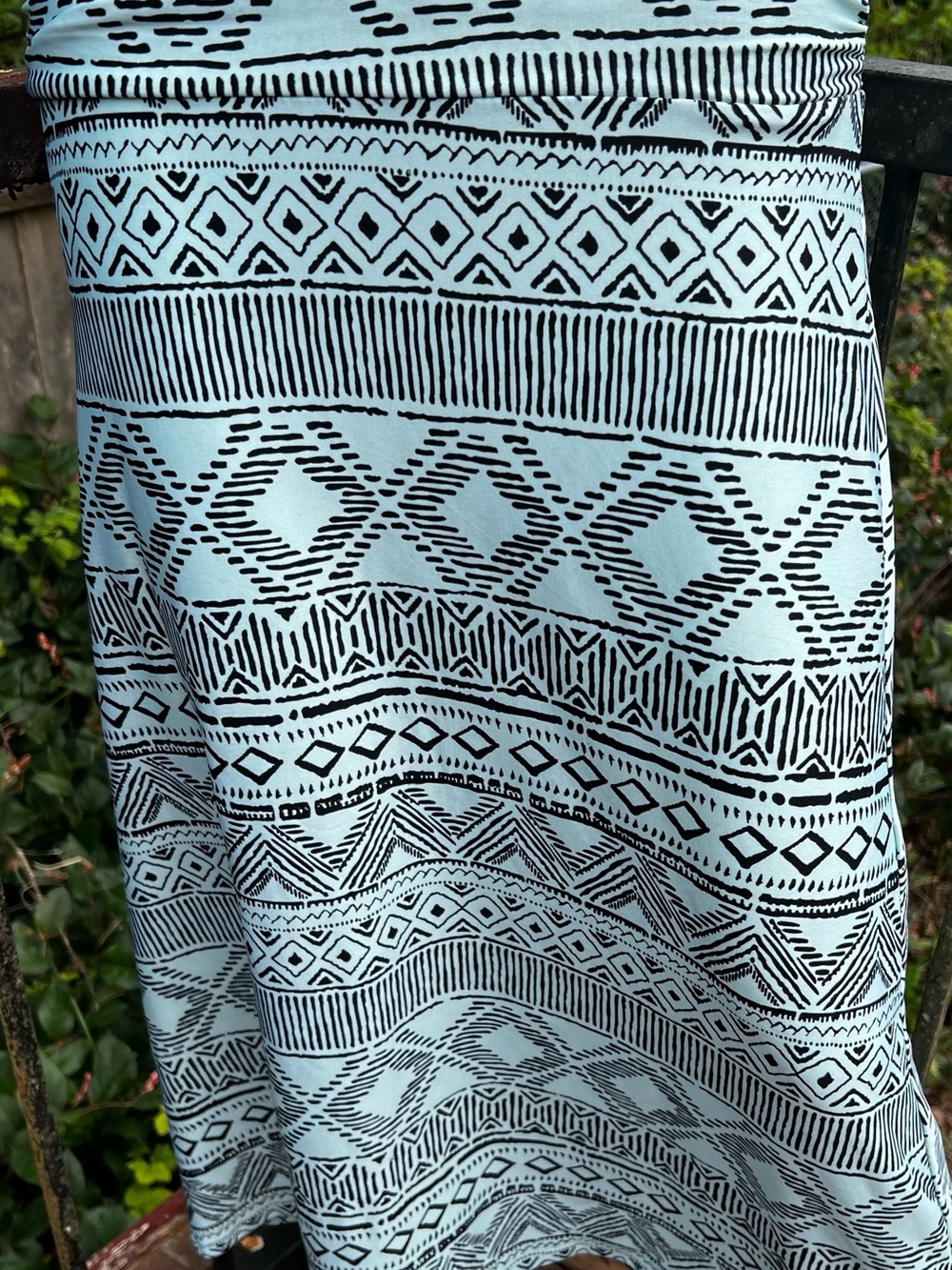 Studio Aqua and Black Tribal Print Maxi Skirt. Size S.